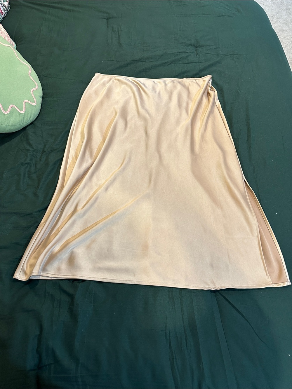 Old Navy Beige A-Line Satin Midi Skirt